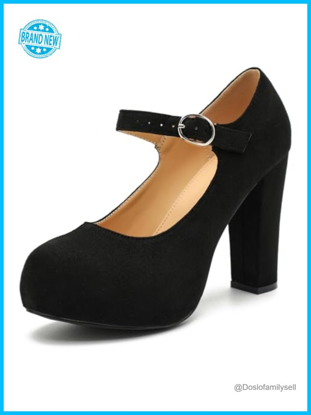 Women's Mary Jane Platform Pumps Chunky Heel Ankle Strap Round Toe